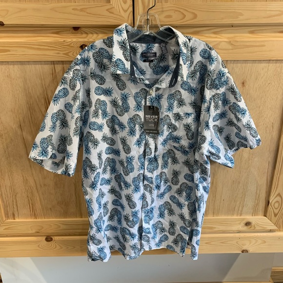 Van Heusen never tuck “Slim Fit” NWT Pineapple button front shirt size XXL - Picture 1 of 3